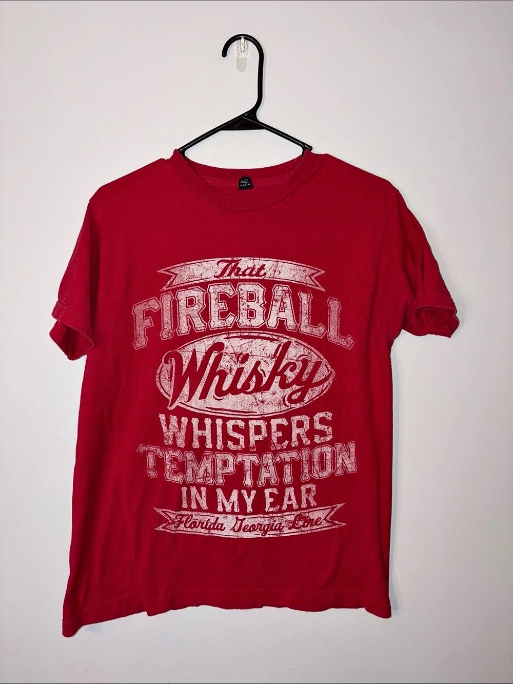 Florida Georgia Line Fireball Whiskey Graphic Tee Large Red